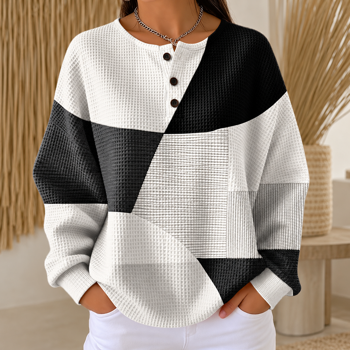 Margaret | Colour-Block Waffle Knit Sweater