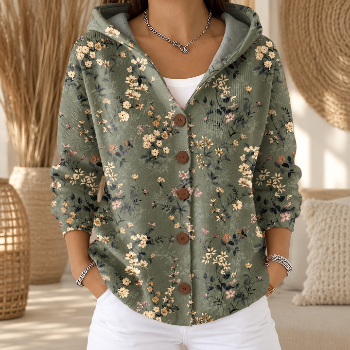 Evelyn | Printed Hooded Cardigan