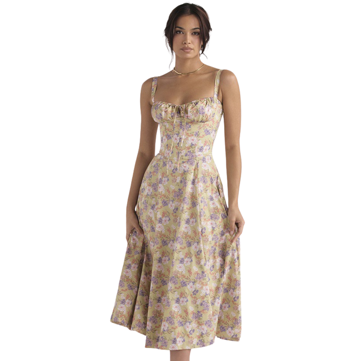 MATILDA™ – Elegant Ruched Corset Midi Dress