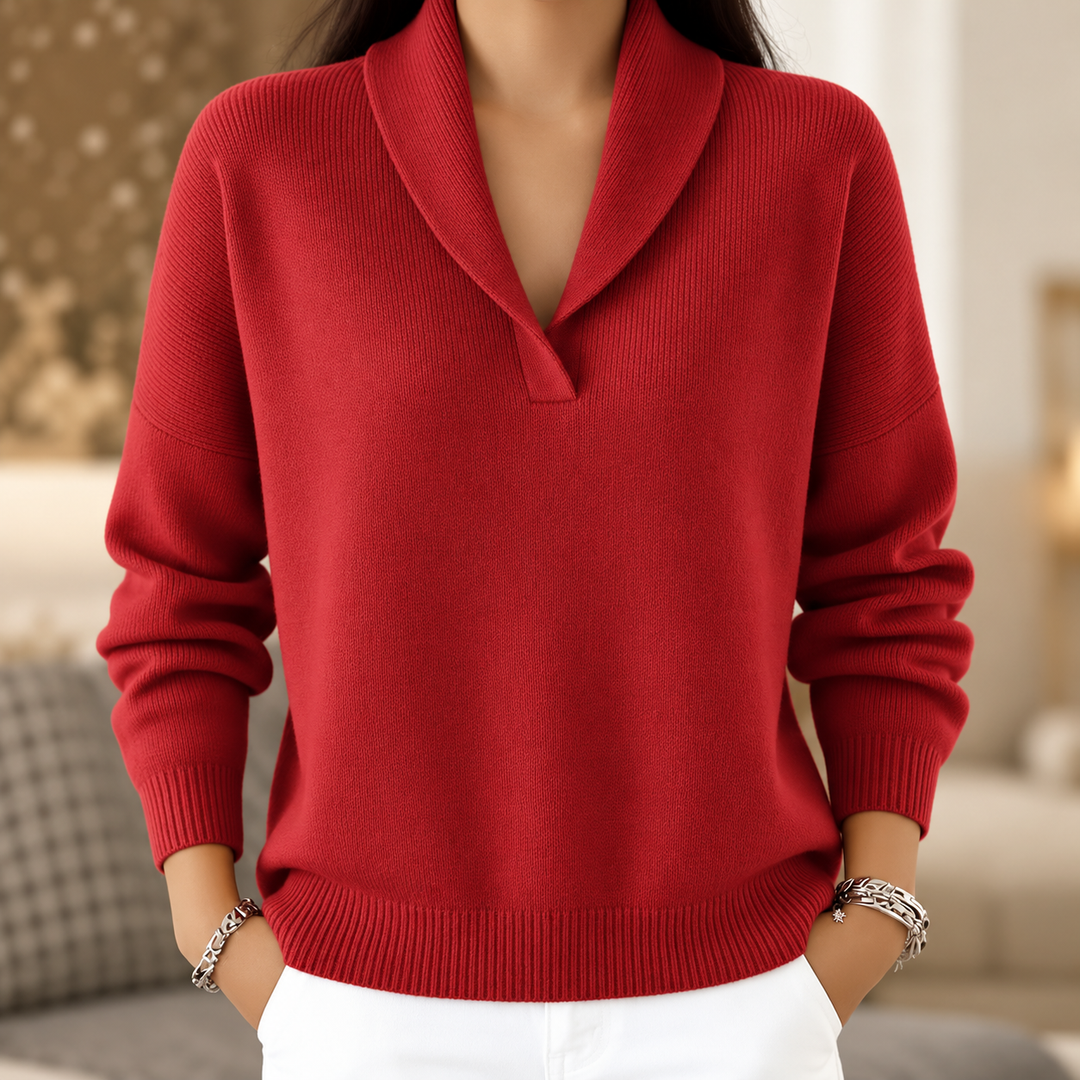Louise | Shawl Collar V-Neck Sweater
