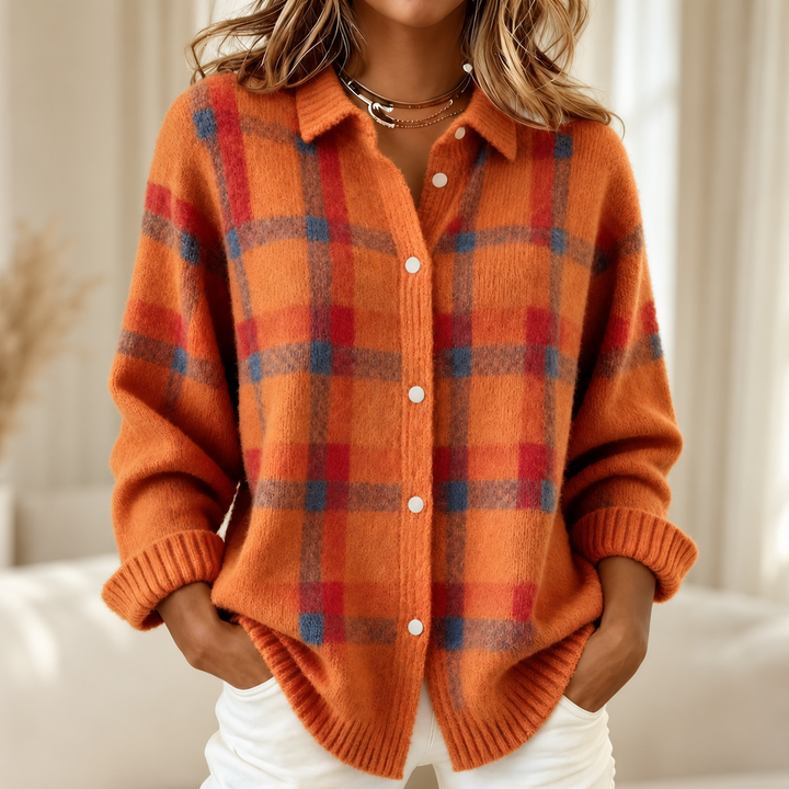 Joan | Plaid Knit Shirt Jacket