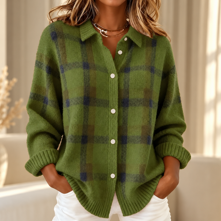 Joan | Plaid Knit Shirt Jacket