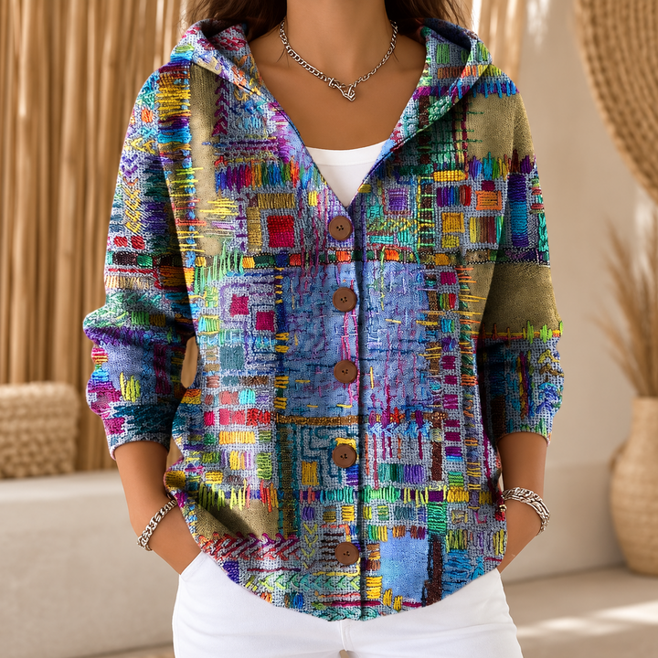Evelyn | Printed Hooded Cardigan