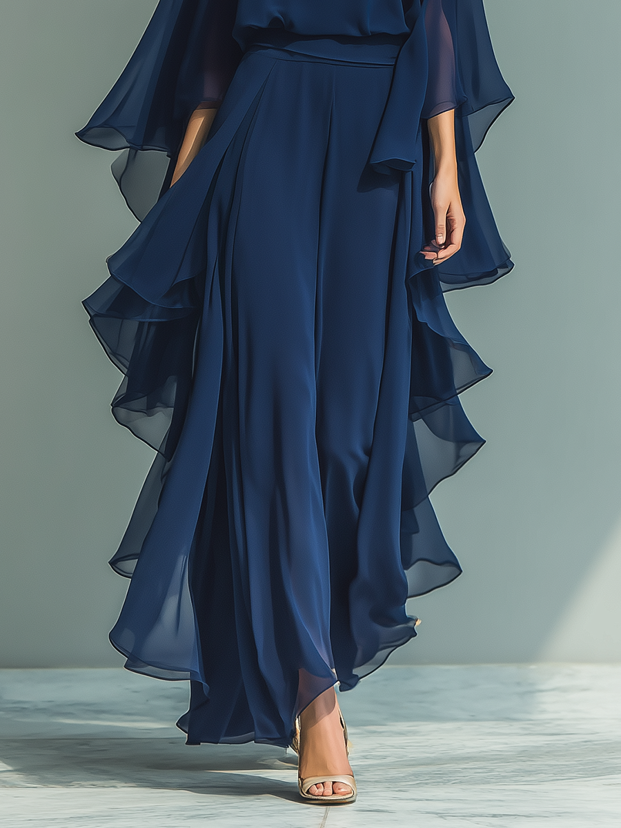 Emilia – Elegancka Sukienka Maxi z Falbanami