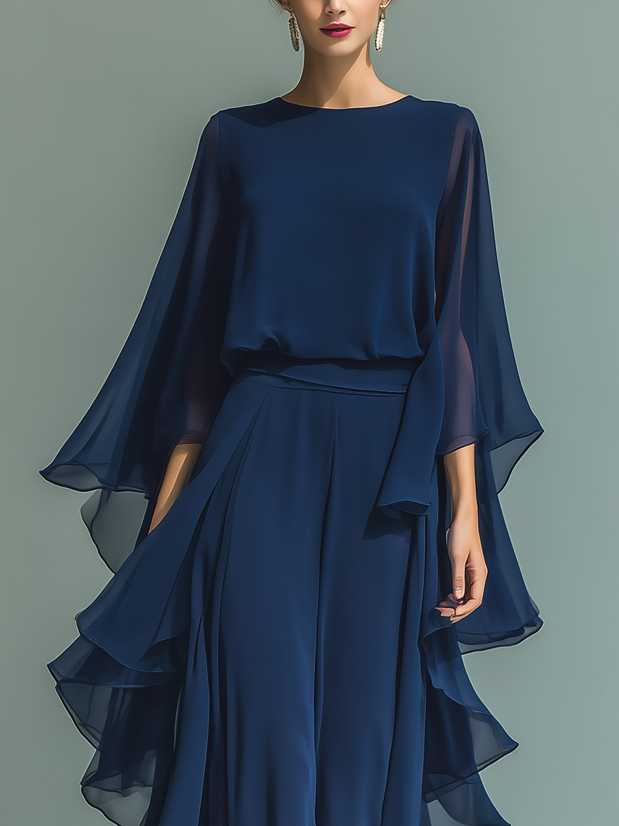 Emilia – Elegancka Sukienka Maxi z Falbanami