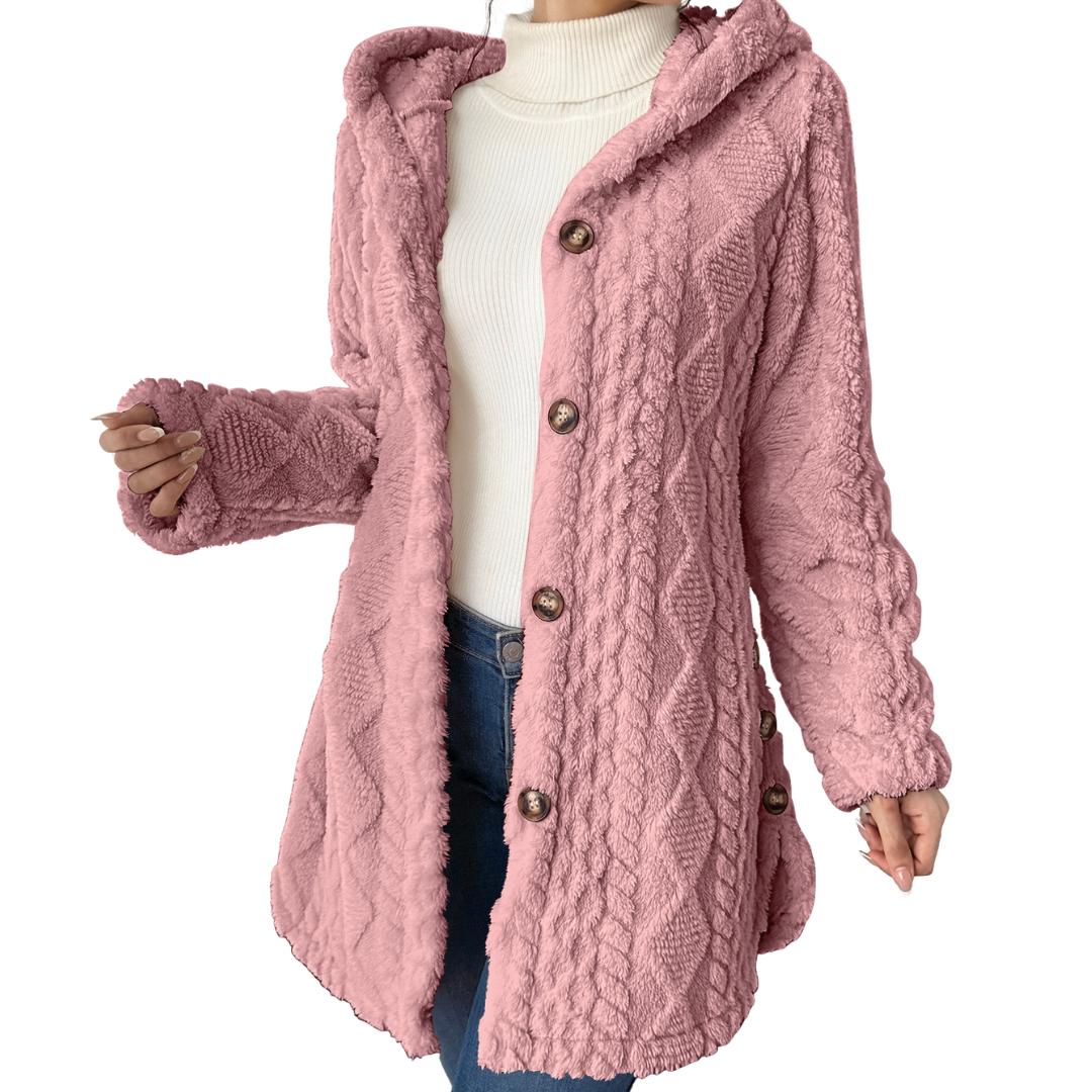 CLOVER™ – Cozy Jacquard Fuzzy Hooded Cardigan