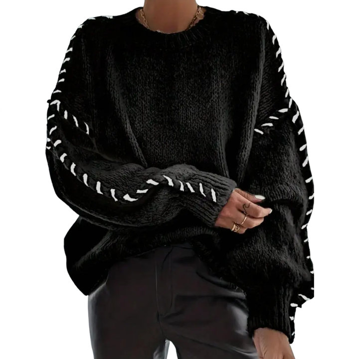 WINNIE™ – Relaxed Contrast Binding Drop Shoulder Sweater