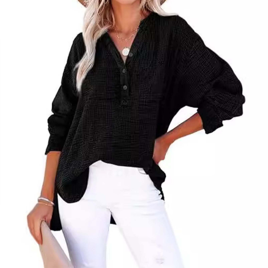CLEO™ – Relaxed Button-Up Oversized Blouse