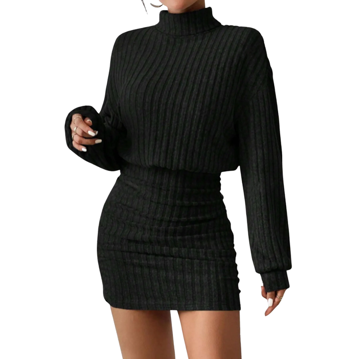 NICOLETTE™ – Sexy Ribbed Bodycon Turtleneck Dress