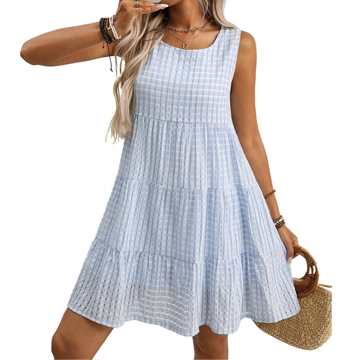 WILLA™ – Breezy Plaid Ruffle Sleeveless Dress