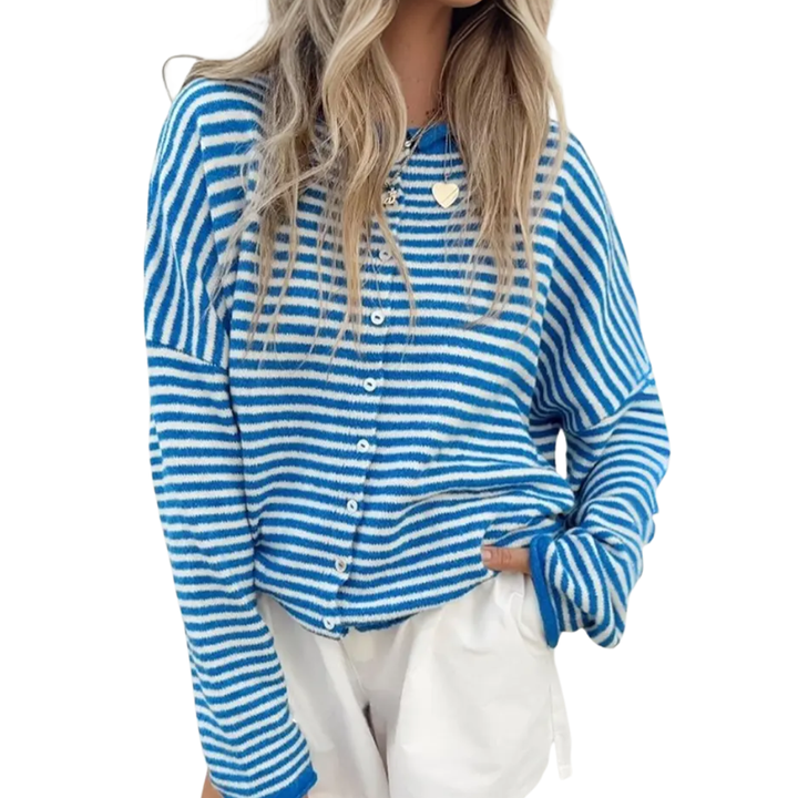 HADLEE™ – Striped Button-Front Knit Sweater