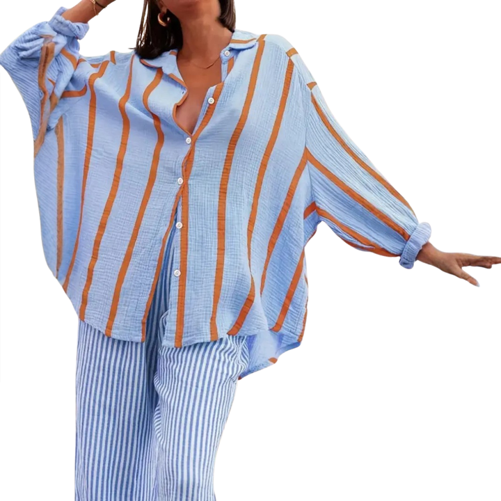 WILLA™ – Vintage Stripe Button-Up Blouse