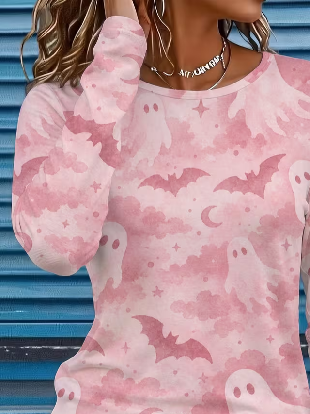 Amara | Halloween-Inspired Round Neck Long Sleeve T-shirt