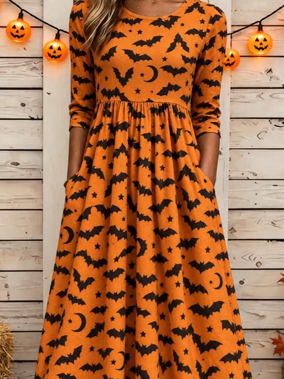 Summer | Halloween-Inspired Summer Dress Round Neck Half Sleeve T-Shirt Dress A-Line Dress