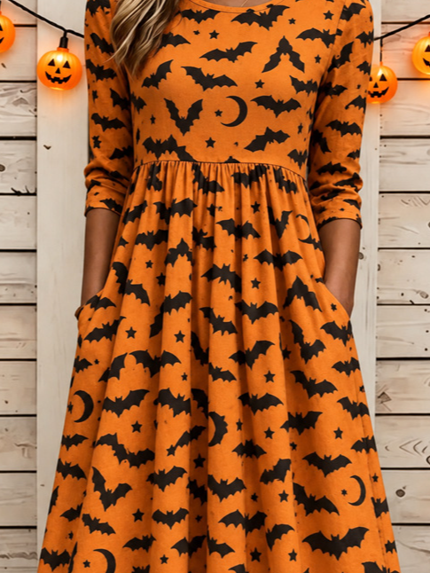 Summer | Halloween-Inspired Summer Dress Round Neck Half Sleeve T-Shirt Dress A-Line Dress