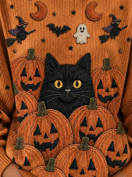 Magdalena | Halloween Casual Cat Round Neck Long Sleeve Sweatshirt