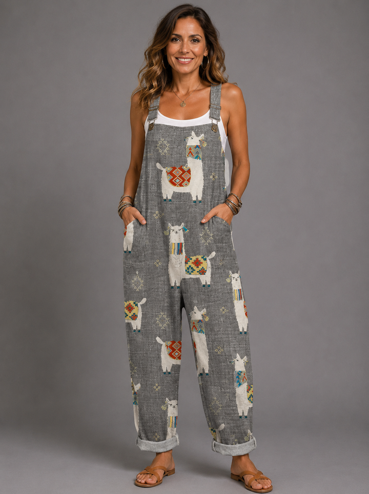 Keira - Boho Alpaca Print Jumpsuit