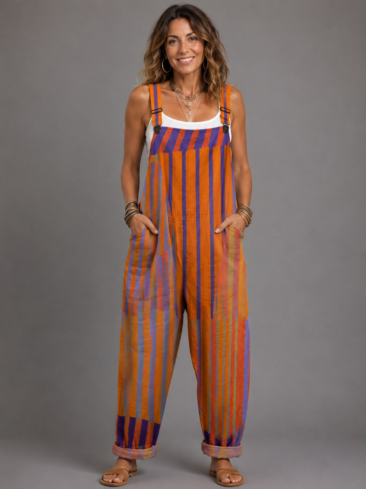 Aisling - Casual striped retro jumpsuit