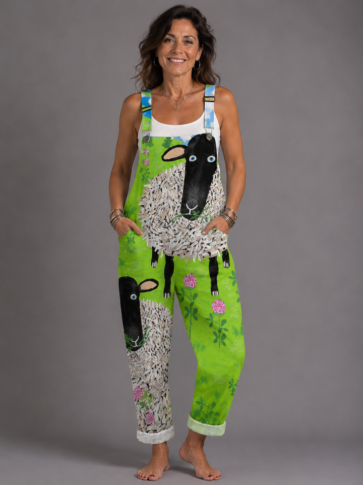 Shannon - Printed romper with playful sheep
