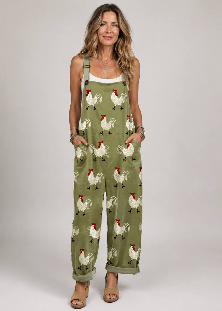 Siobhan - Jumpsuit with field rooster print