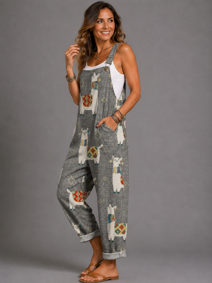 Keira - Boho Alpaca Print Jumpsuit