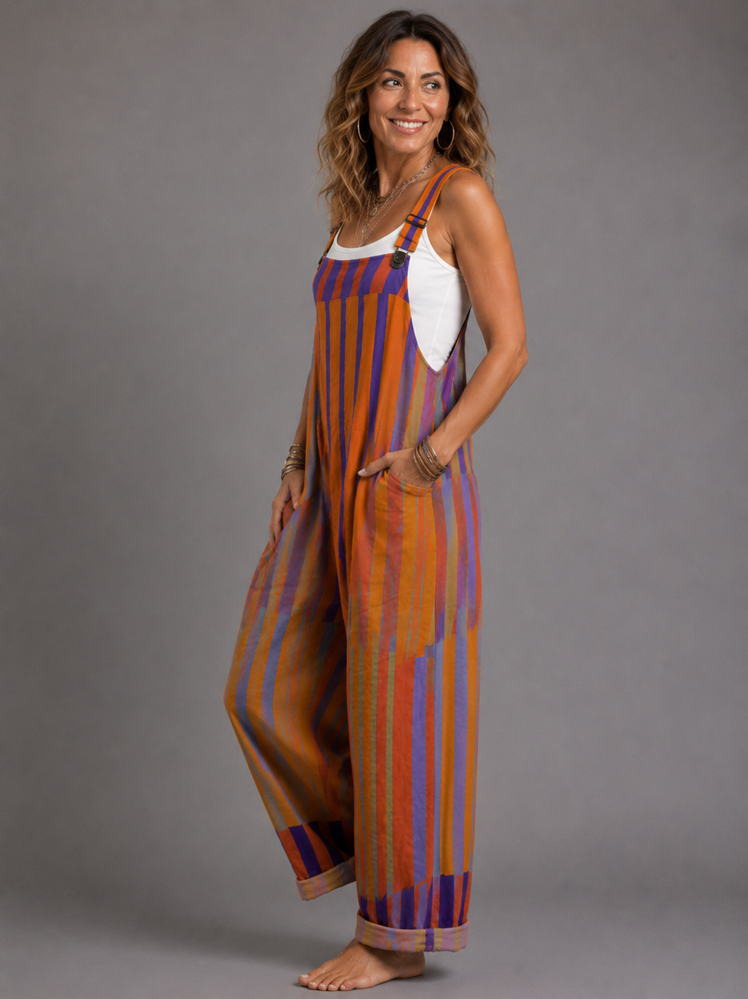Aisling - Casual striped retro jumpsuit