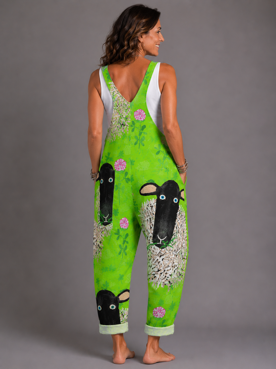 Shannon - Printed romper with playful sheep