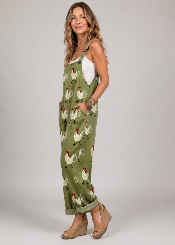Siobhan - Jumpsuit with field rooster print