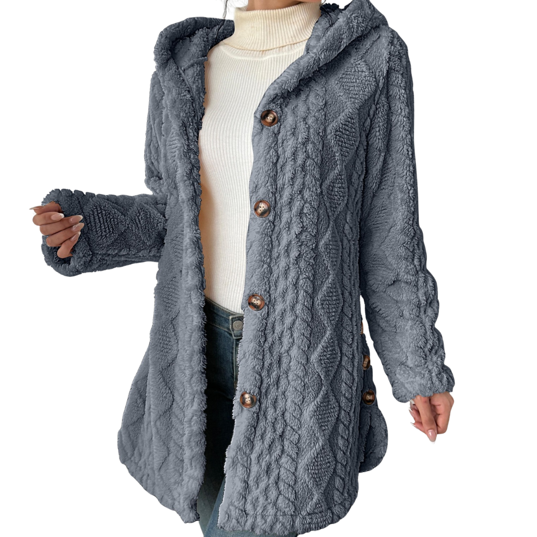 CLOVER™ – Cozy Jacquard Fuzzy Hooded Cardigan