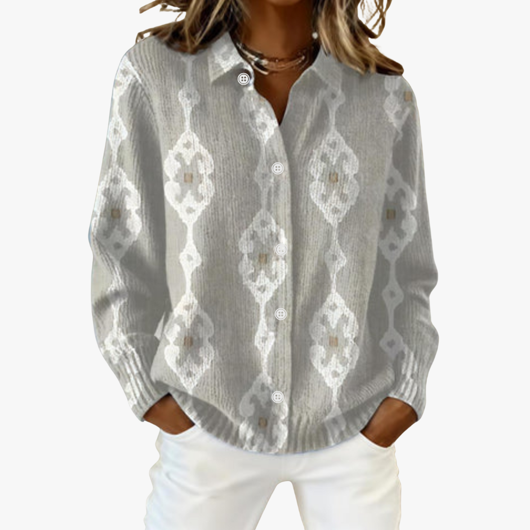 Lucía – Geometric Embroidered Knit Cardigan