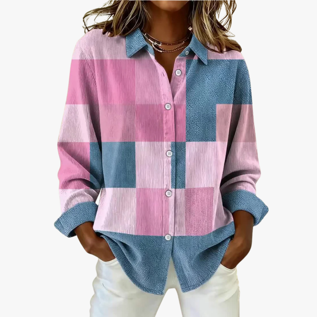 Paula – Checked Knit Cardigan in Soft Tones