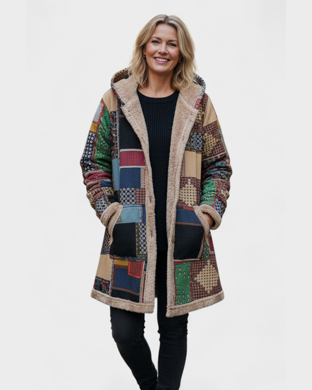 Autumn – Cosy Patchwork Hoodie in Earth Tones