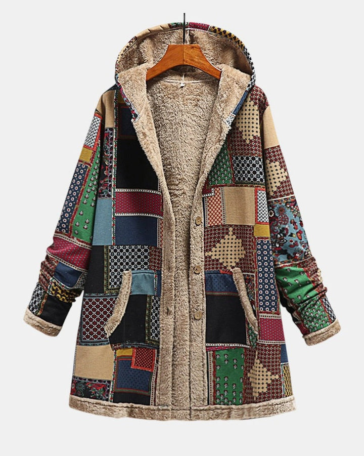 Autumn – Cosy Patchwork Hoodie in Earth Tones