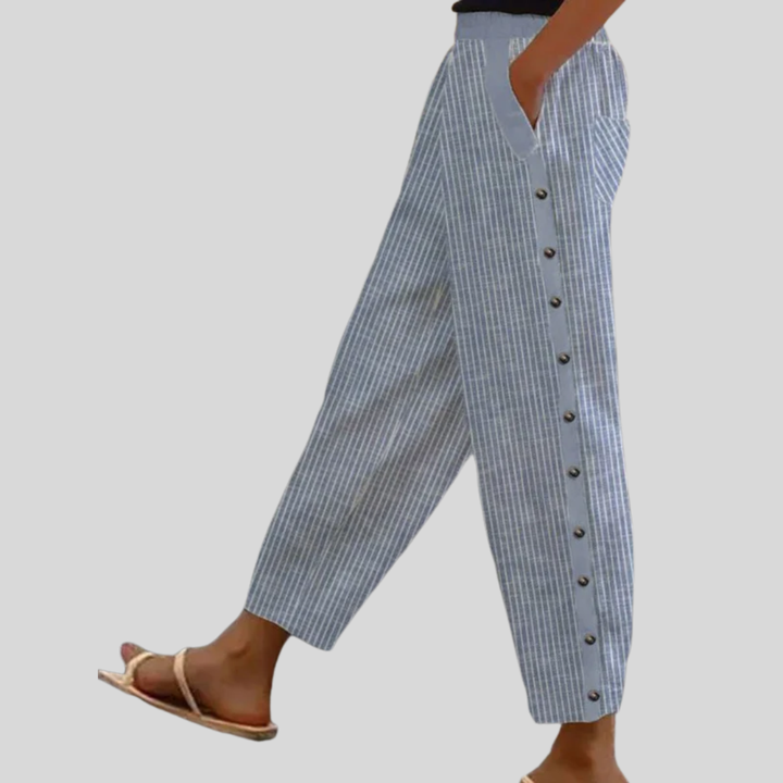 Clara | Striped Trousers with Buttons