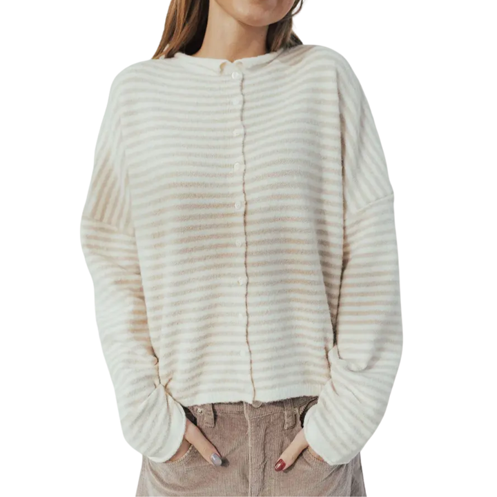 HADLEE™ – Striped Button-Front Knit Sweater