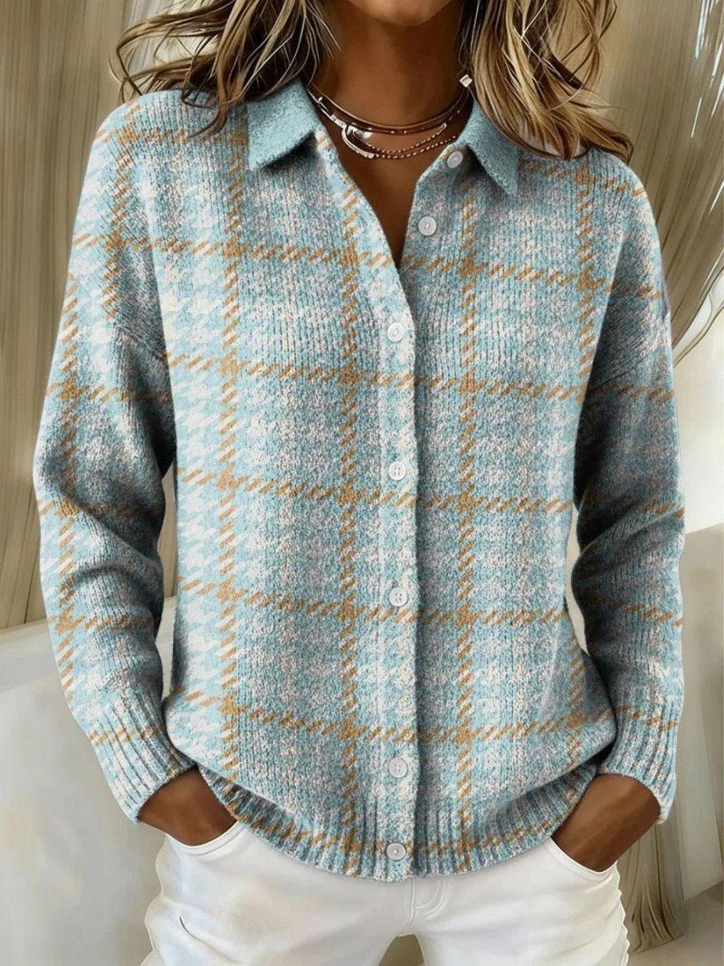 Alicia – Soft Check Knit Cardigan
