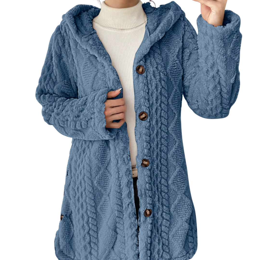CLOVER™ – Cozy Jacquard Fuzzy Hooded Cardigan