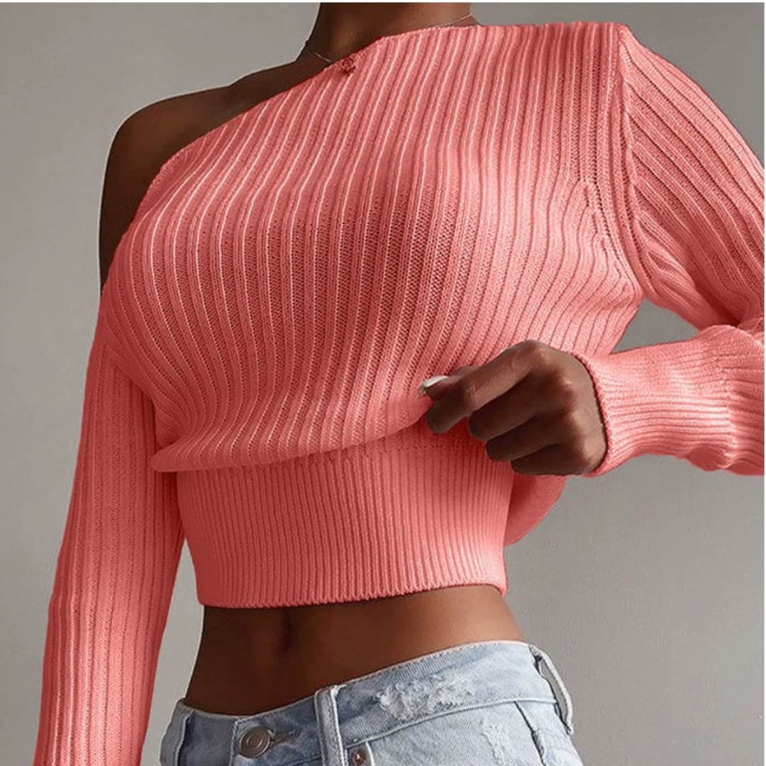 NADIA™ – Asymmetric One Shoulder Knit Sweater