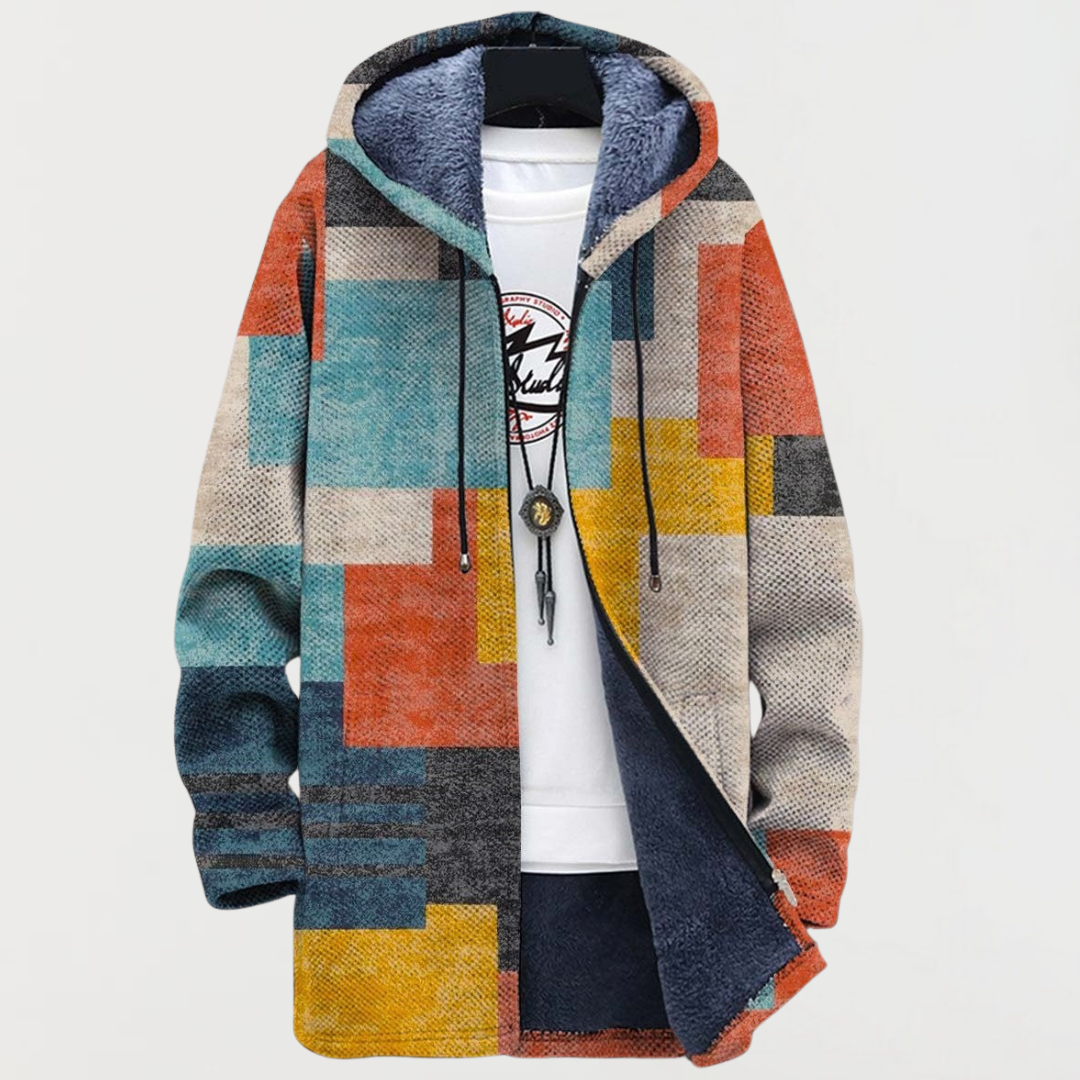 Kathleen – Jacket with Geometric Colour Blocks