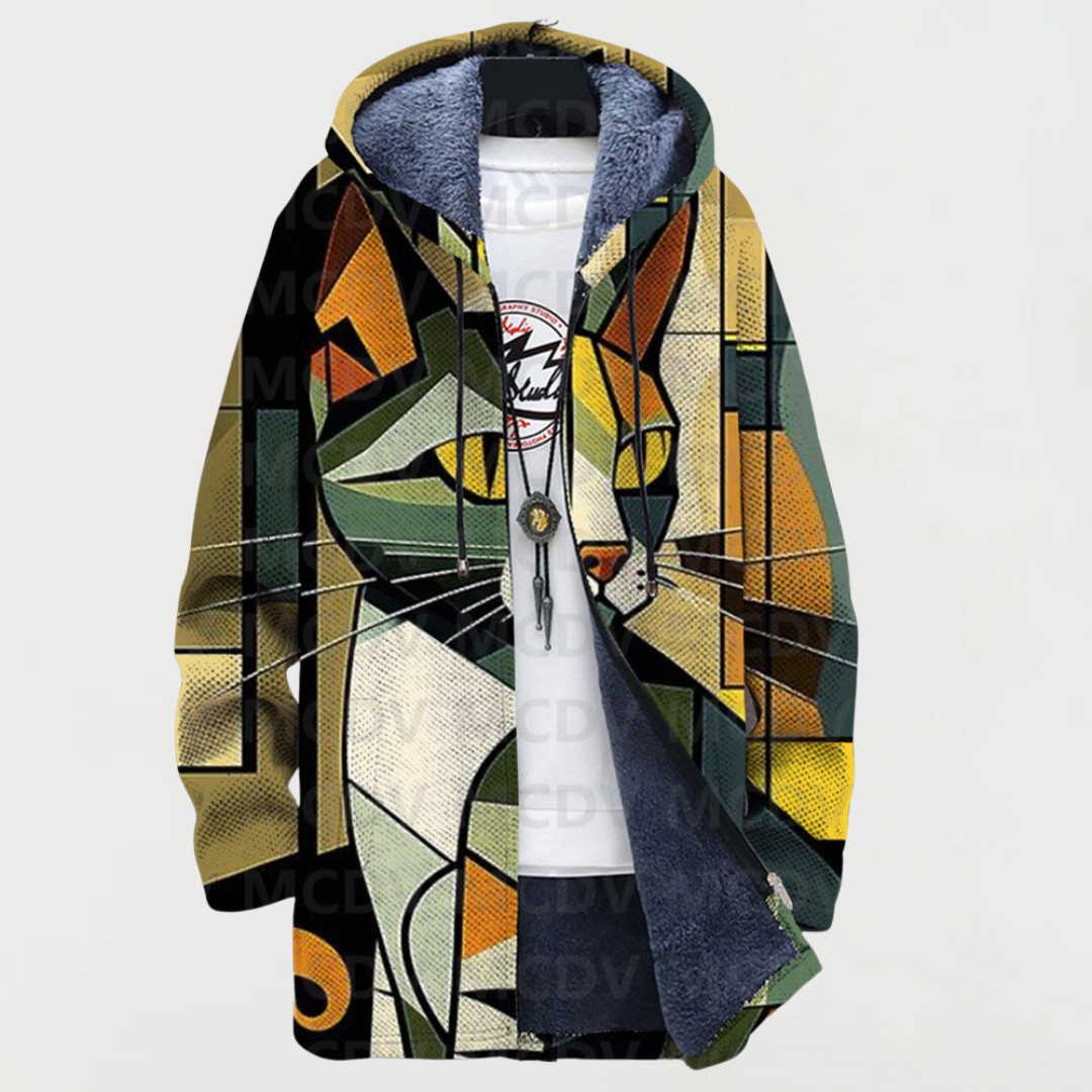 Catherine – Jacket with Geometric Cat Pattern