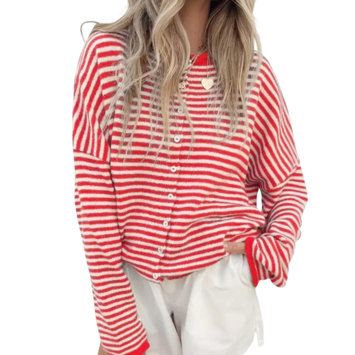 HADLEE™ – Striped Button-Front Knit Sweater