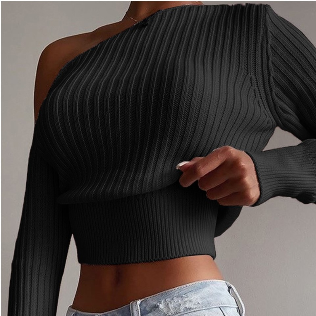 NADIA™ – Asymmetric One Shoulder Knit Sweater