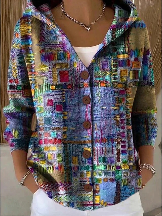 Evelyn | Printed Hooded Cardigan