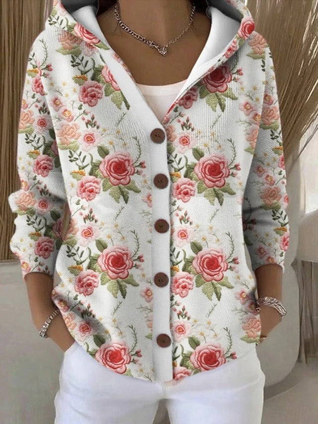 Evelyn | Printed Hooded Cardigan