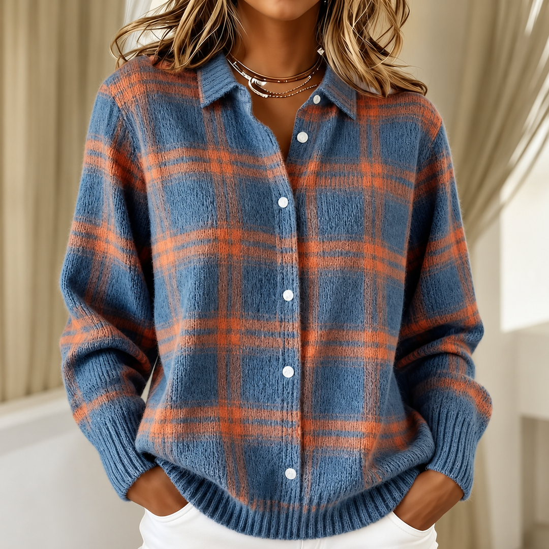 Joan | Plaid Knit Shirt Jacket