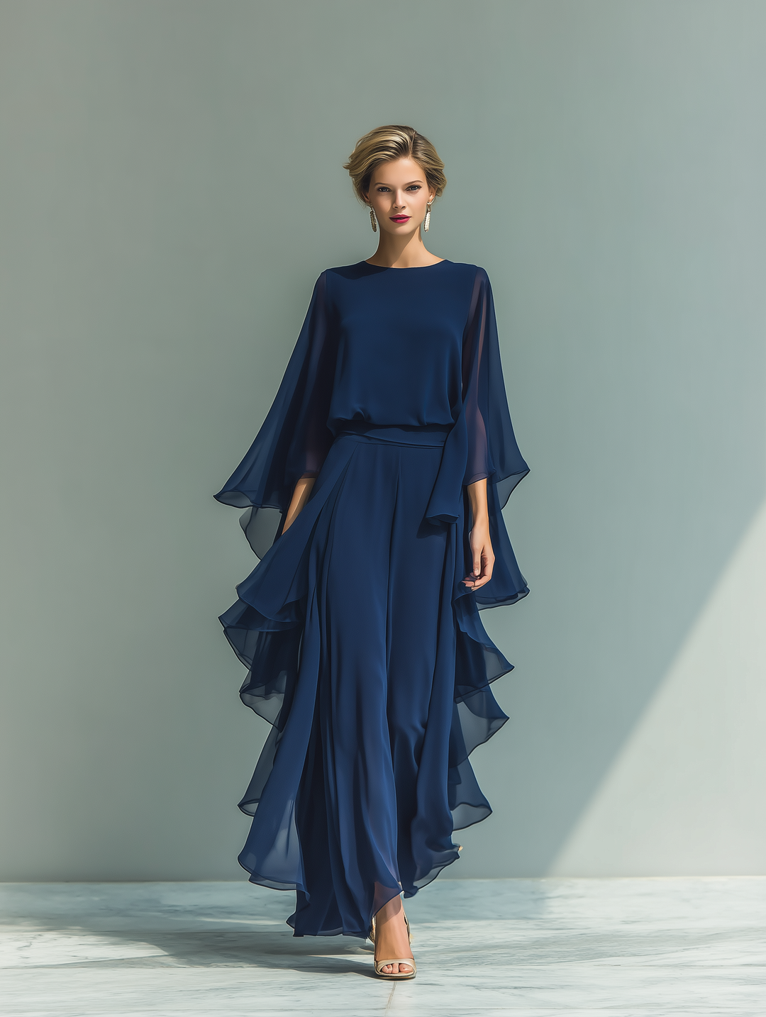 Emilia – Elegancka Sukienka Maxi z Falbanami