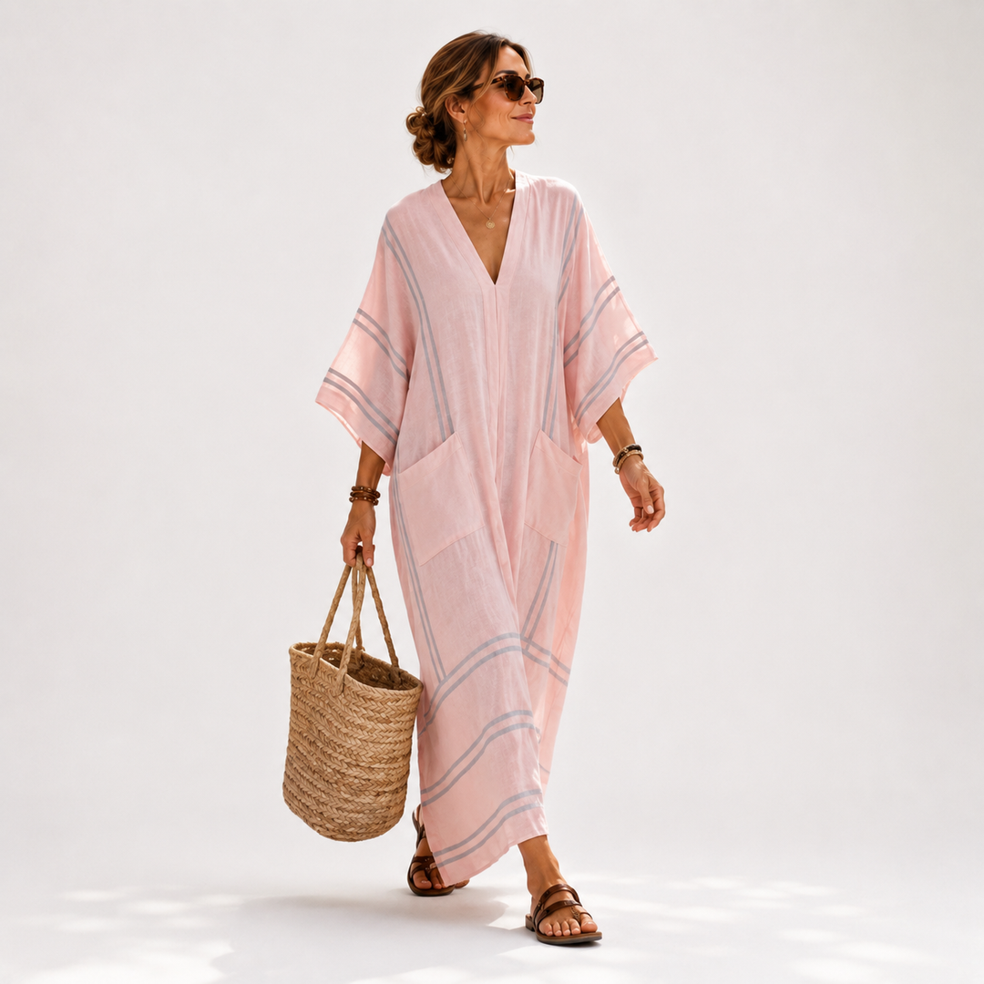 Caftan Soraya Rayures Roses