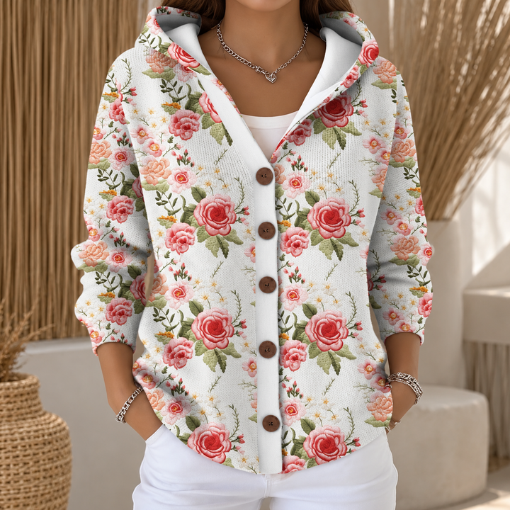 Evelyn | Printed Hooded Cardigan