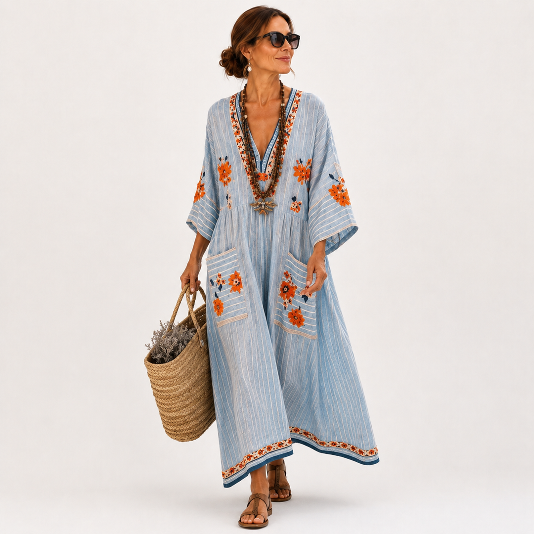 Caftan Marina Bleu Brodé
