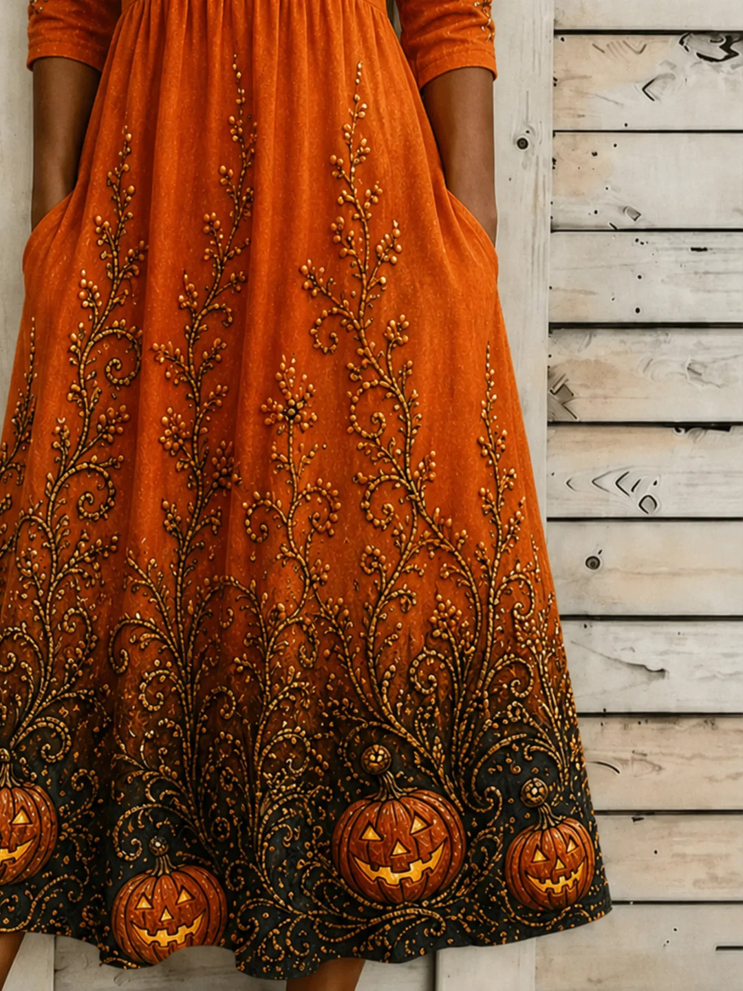 Gemma | Halloween-Inspired Summer Dress Round Neck Half Sleeve A-Line Dress